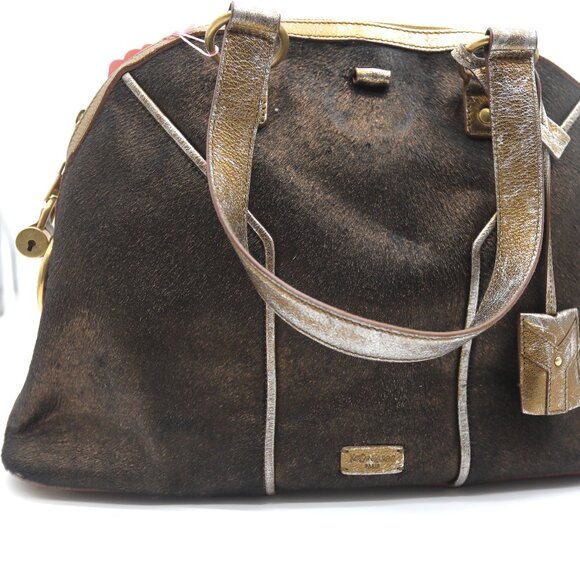 Yves Saint Laurent Large Muse Gold Metallic Pony Hair & Leather Bag - Picture 1 of 9